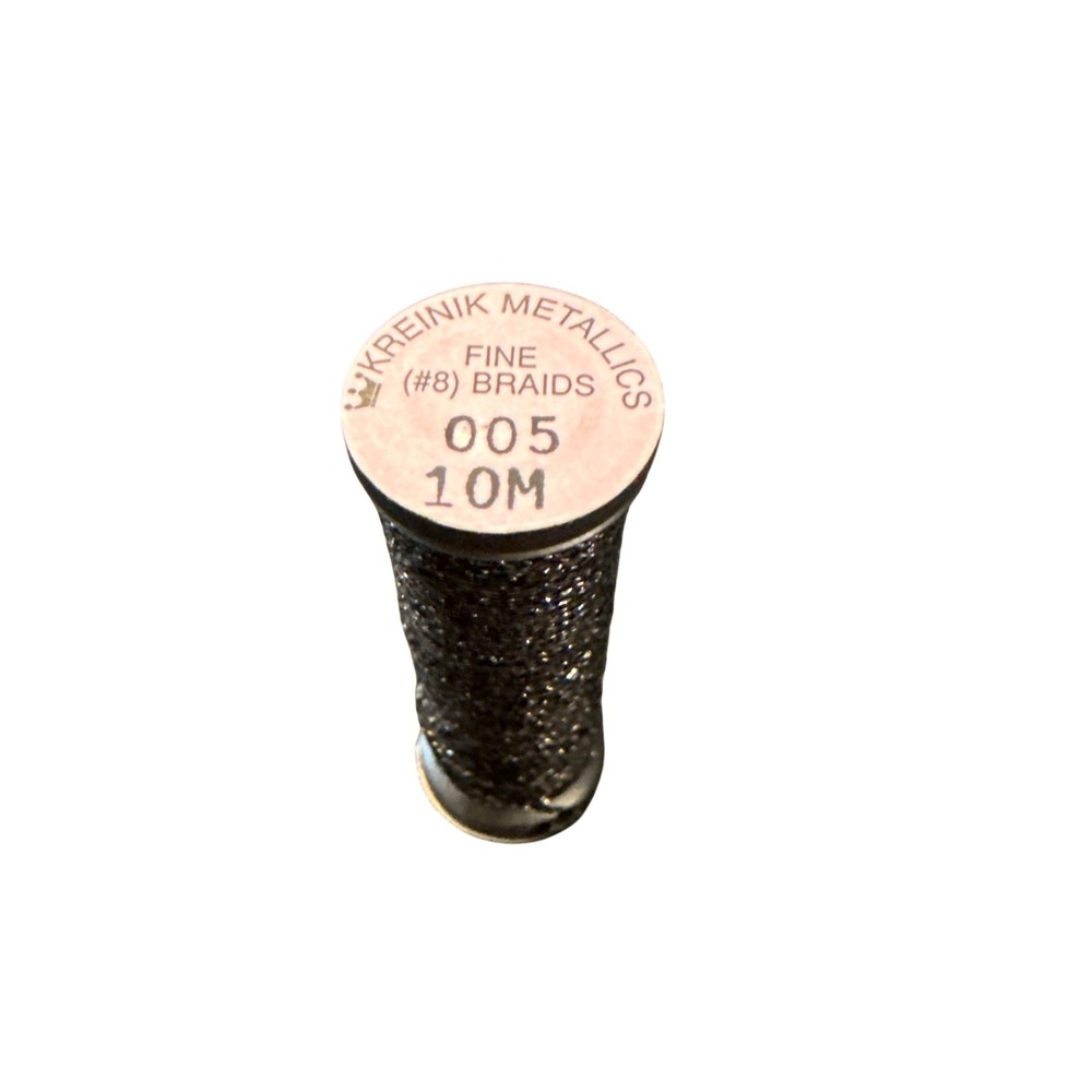 Kreinik Fine #8 Braid 10M 005 Black New Metallic Needlework Thread
